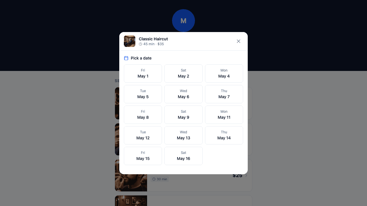 Customers book instantly